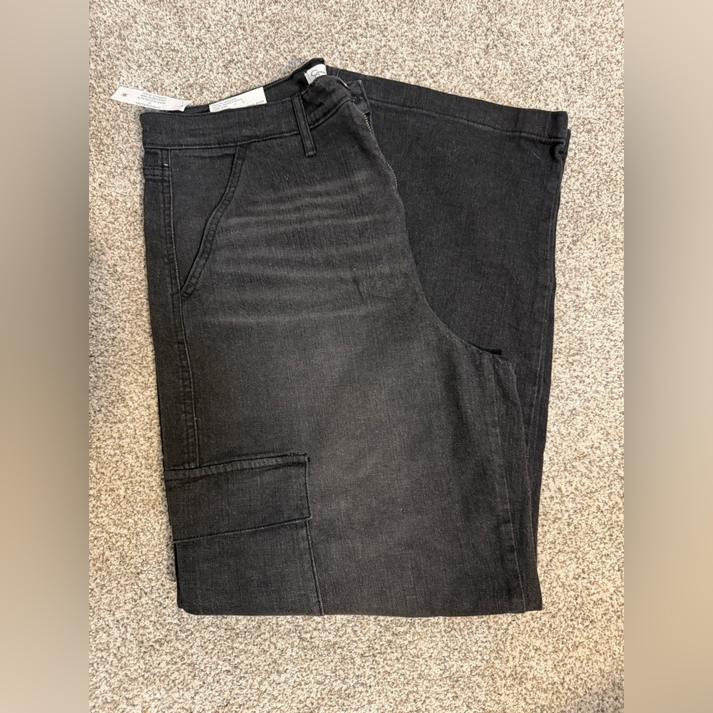 Jessica Simpson Black Hi Rise Wide Leg Cargo Jeans